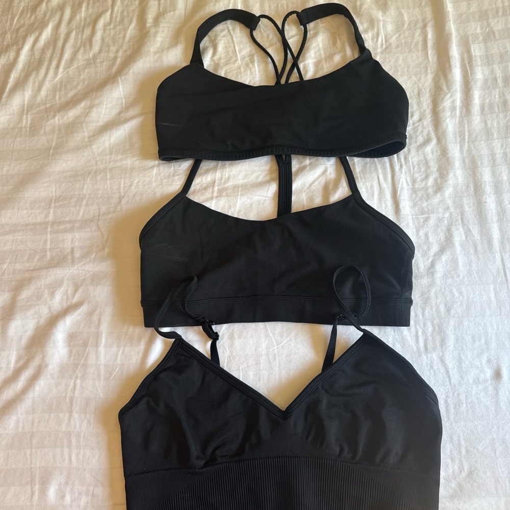 lululemon athletica Black Strappy Sports Bralette Trio